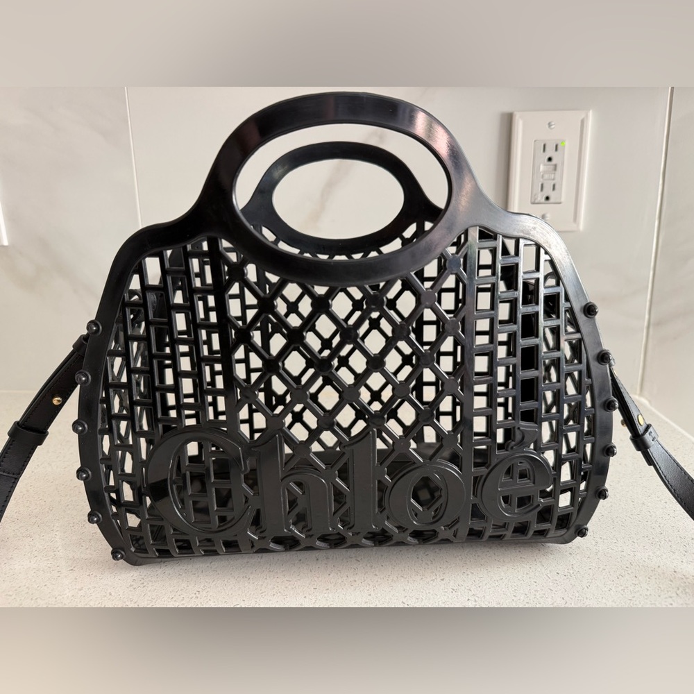 Chloe Cage Black Jelly Tote - Picture 4 of 12